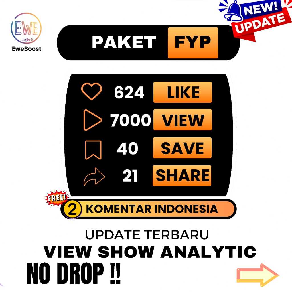 Like Tiktok.fyp Permanen Paket Lengkap Like View Save Share Komentar Free 2 Komentar Indo