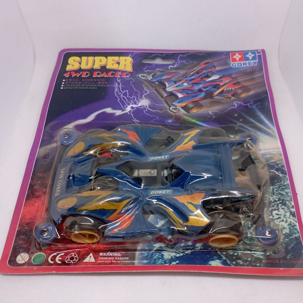 Rep Tamiya gokey spin cobra biru mini 4wd