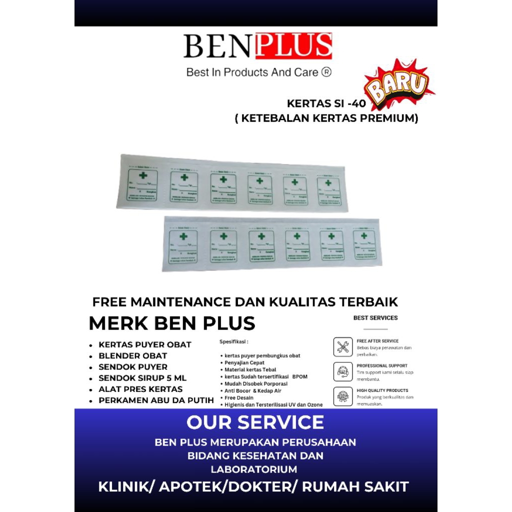 kertas puyer press obat etiket 1200 pcs kedap air