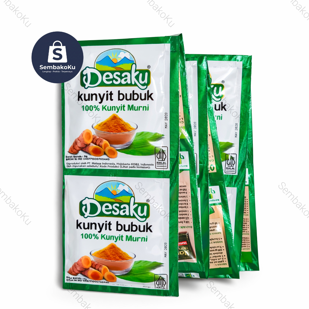 1 Renceng Desaku Kunyit Bubuk Saset - Bumbu Kunyit Murni Instan Isi 12
