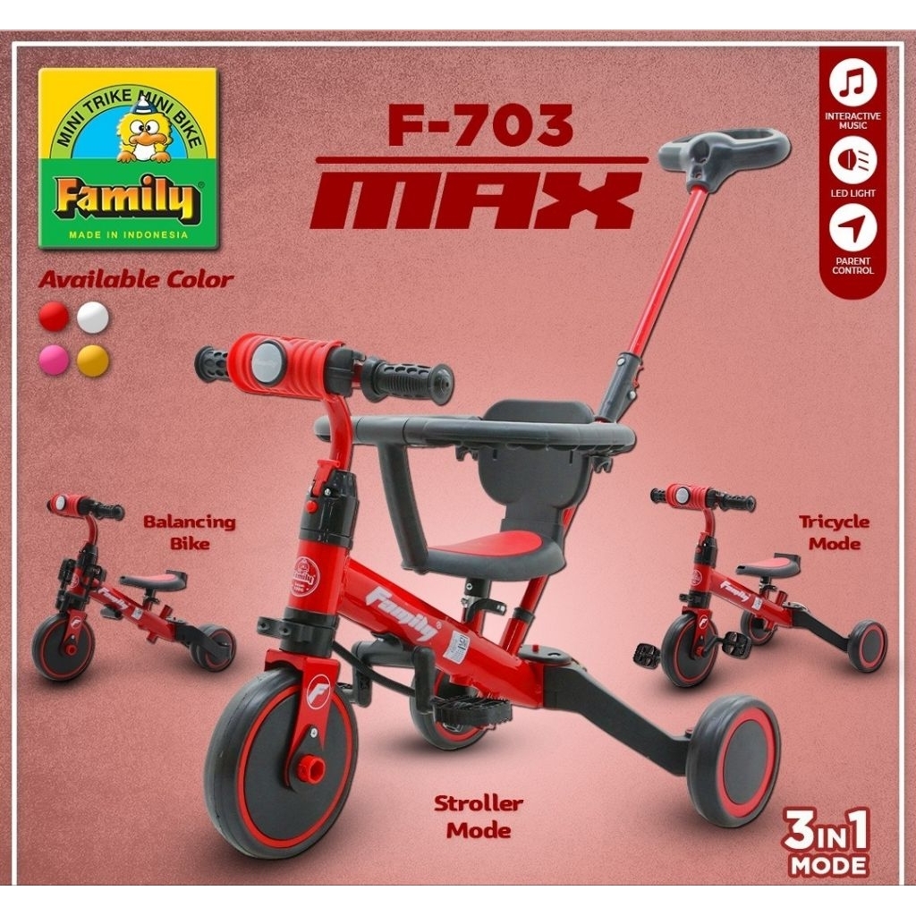 SEPEDA RODA TIGA BALANCE BIKE FAMILY F-702 / F-701 MODEL MAX TERBARU