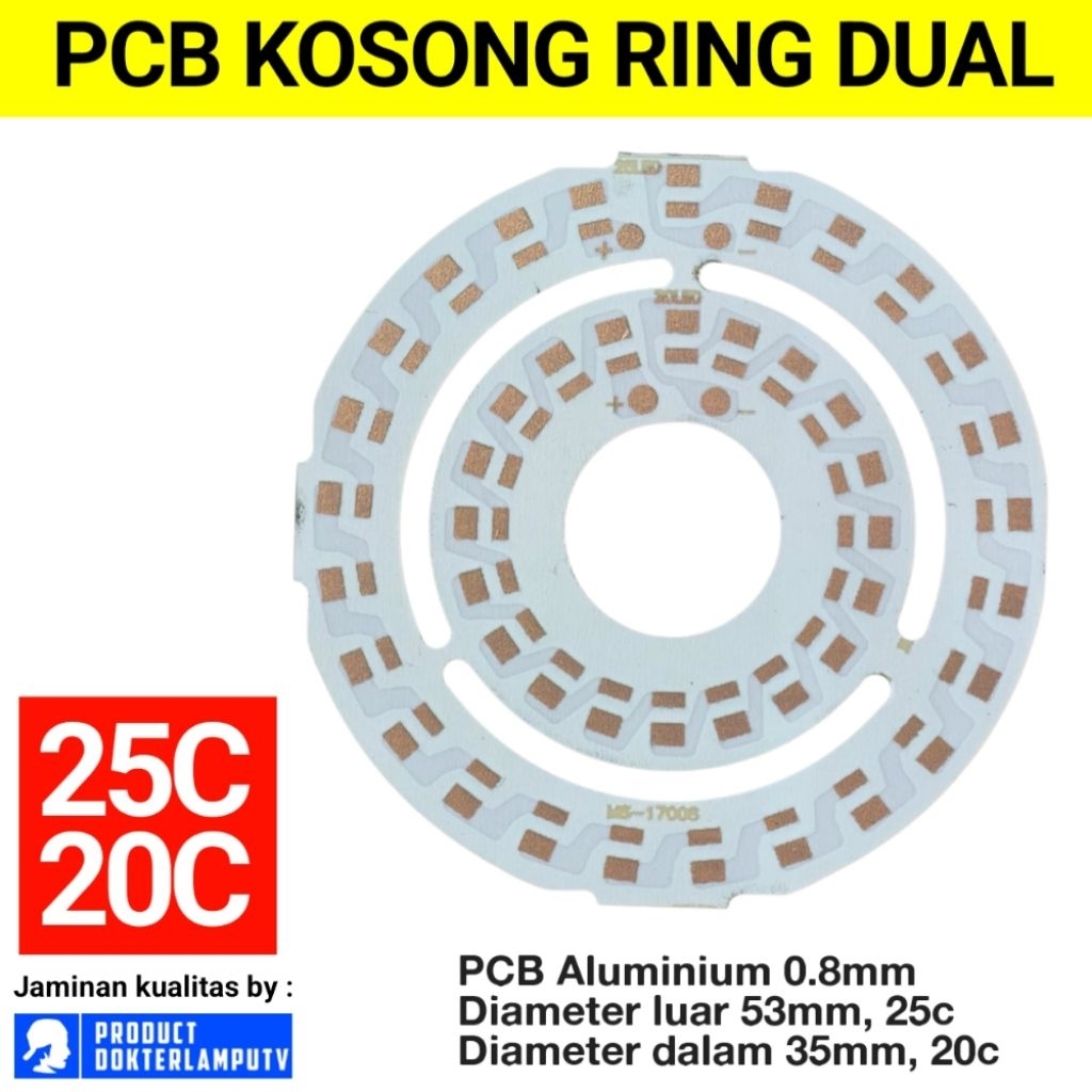 DUAL PCB KOSONG 45C 25+20C PERBAIKAN LED AC DOB LANGSUNG TEMPEL