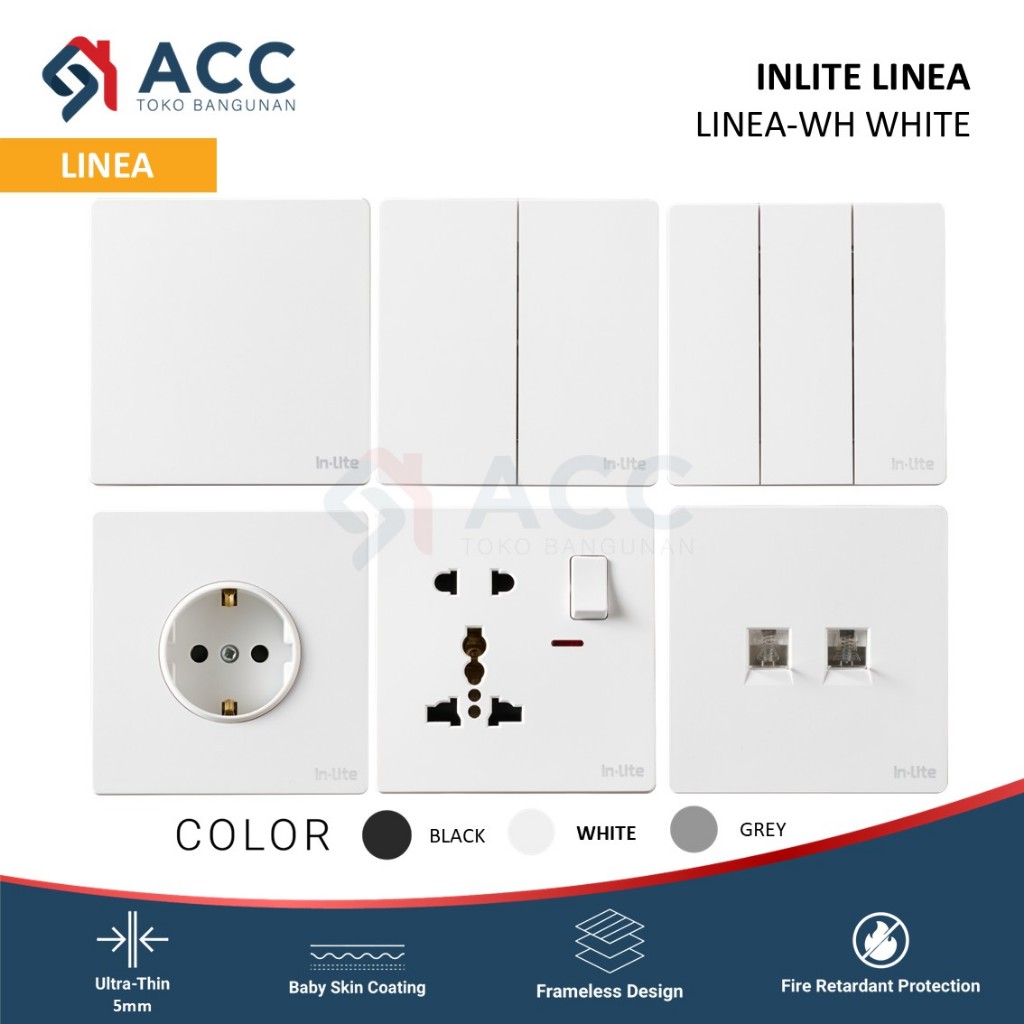 INLITE LINEA WHITE SAKLAR STOP KONTAK LISTRIK WARNA PUTIH