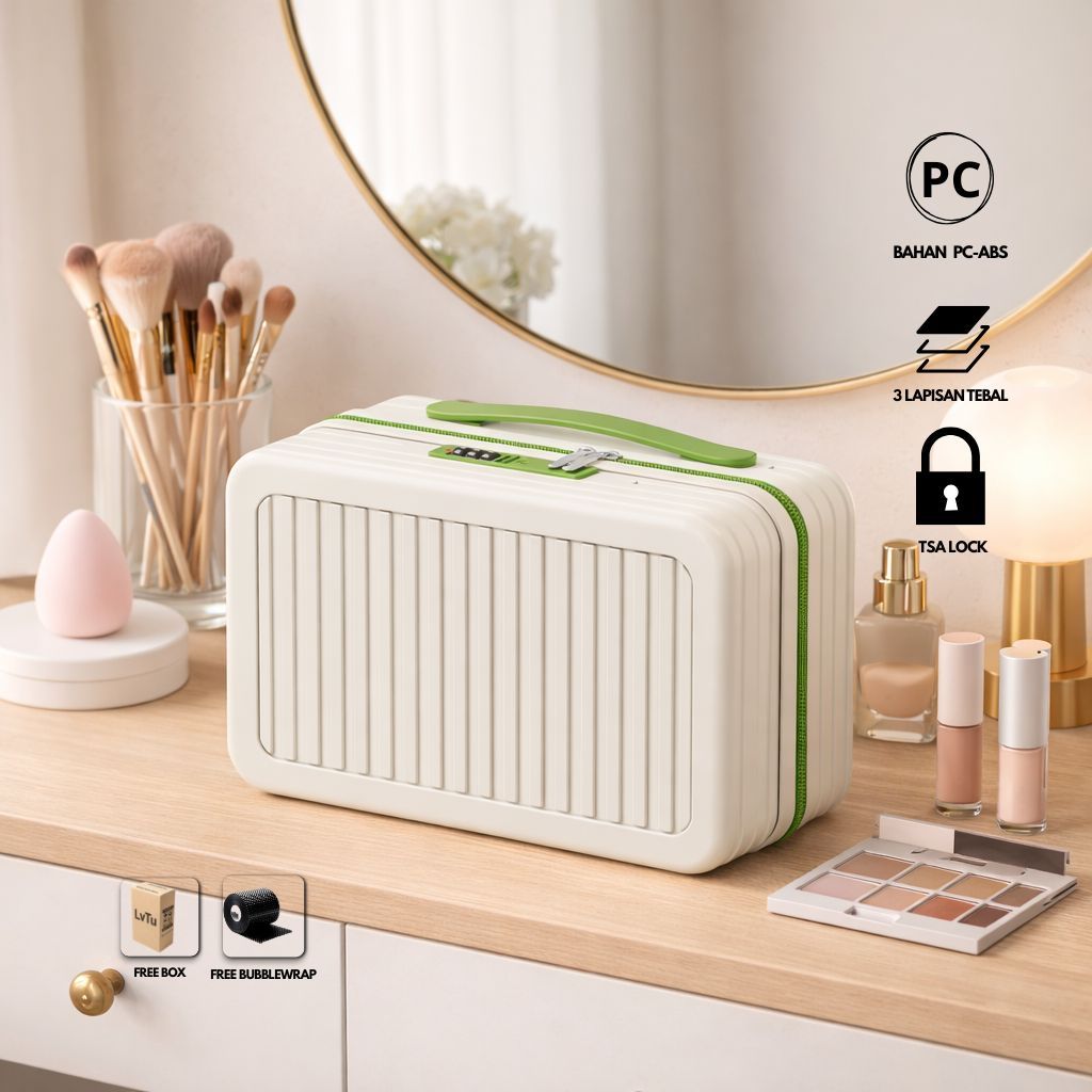 Tas Makeup Hardcase 14 Inch ABS dengan Kunci Kombinasi | Travel Organizer