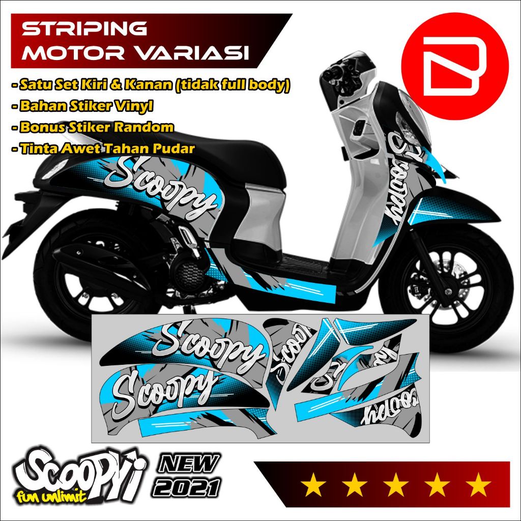 Striping SCOOPY NEW 2021 Keren - Striping SCOOPY NEW 2021 Simpel - Stiker Motor Variasi PRESTIGE