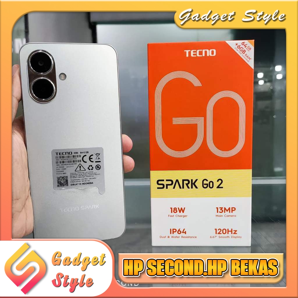 Tecno Spark Go 2 Ram 3 / 64GB | Ram 4 / 64GB Second Resmi Gadget Style Store