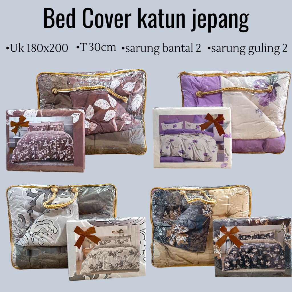 [BISA COD]BED COVER UK 180×200/BED COVER KING/BED COVER KATUN JEPANG/BED COVER POLOS/BED COVER MOTIF