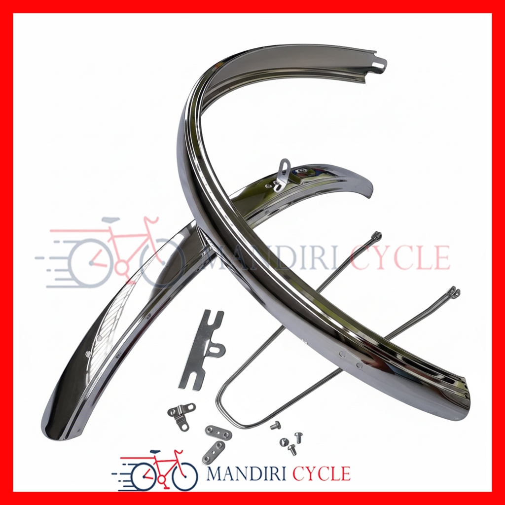 Spakbor Sepeda 26 Fullset Fender Chrome Besi Taiwan MTB Federal Citybike selebor Warna Stainless