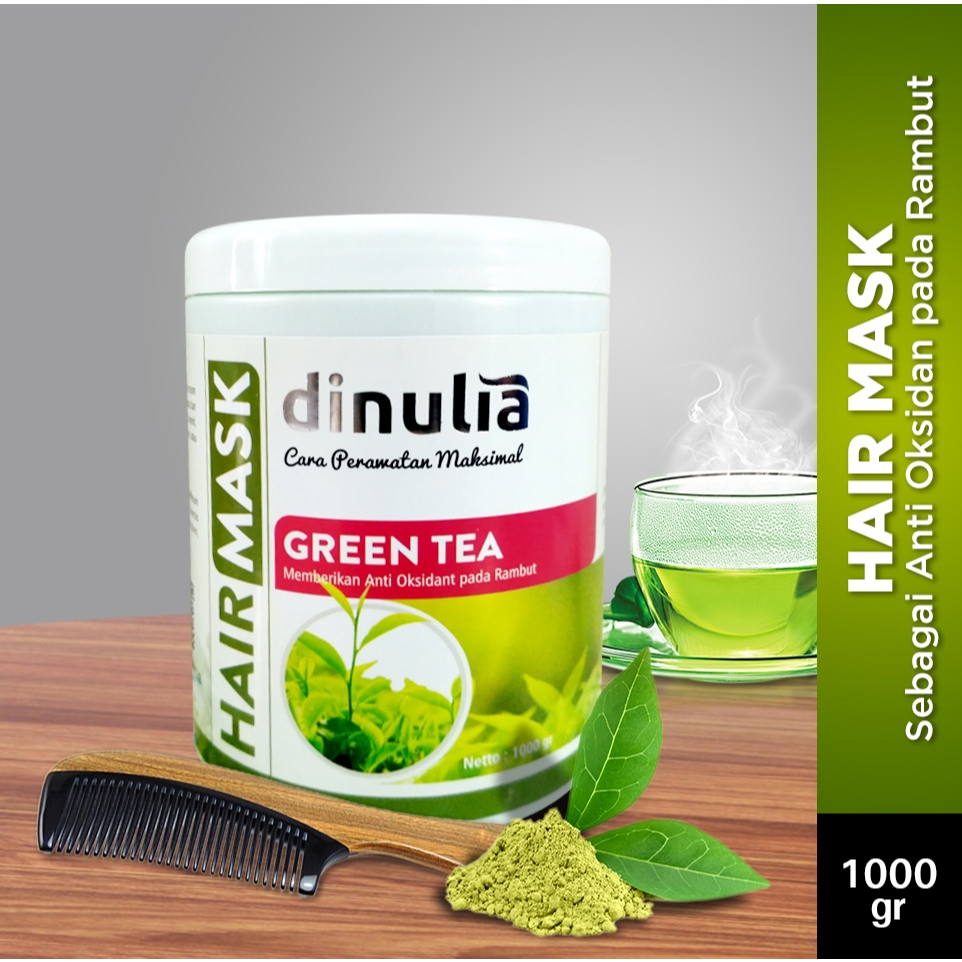 Dinulia Hair Mask Greentea 1000 Gr Halal BPOM