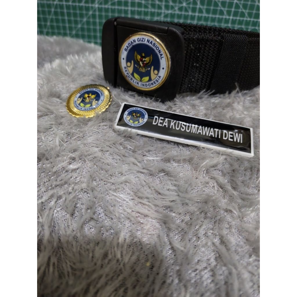 Ikat Pinggang BGN + Papan Nama Logo BGN + Pin BGN (1 set)