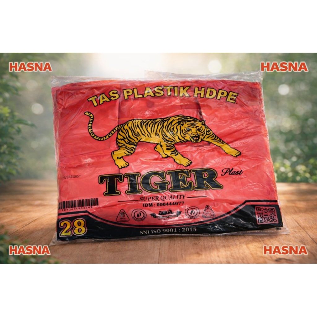 Plastik HDPE TIGER Merah Ukuran 28 Super Quality Tebal Kuat Tas Kresek Besar Untuk Sembako & Toko 50