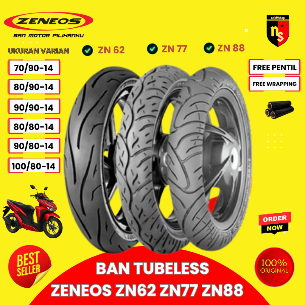 BAN ZENEOS ZN62 RING 14 90/80 TUBELESS Free Pentil