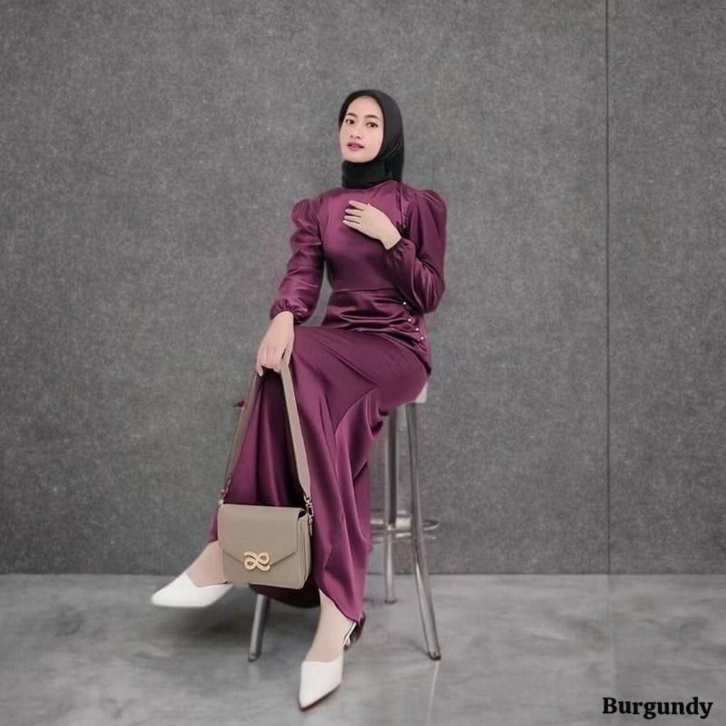 lagi viral Dres/gamis satin premium halus  simple elegan / baju bridesmaid simpel