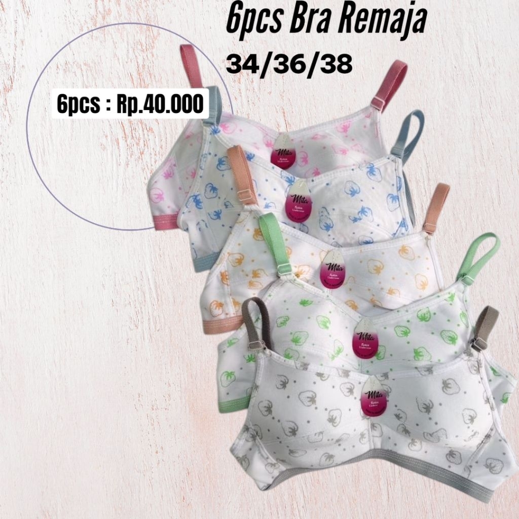 6pcs Bra Remaja Cewek 32/34/36/38 tanpa kawat termurah/bra sport anak remaja SD/SMP/SMA cod terlaris