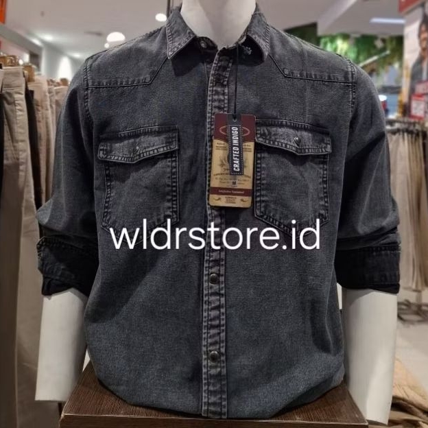 GABRIELLE kemeja denim pria lengan panjang regular fit 007 grey/black