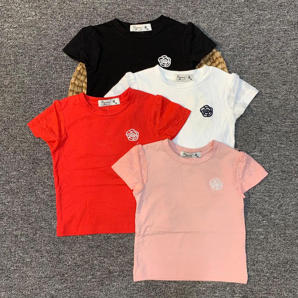 Kidsclubstore | Kaos Anak Perempuan Motif Bunga Rose Mawar Bordir Ukuran 6 bulan - 8 Tahun Warna Pin