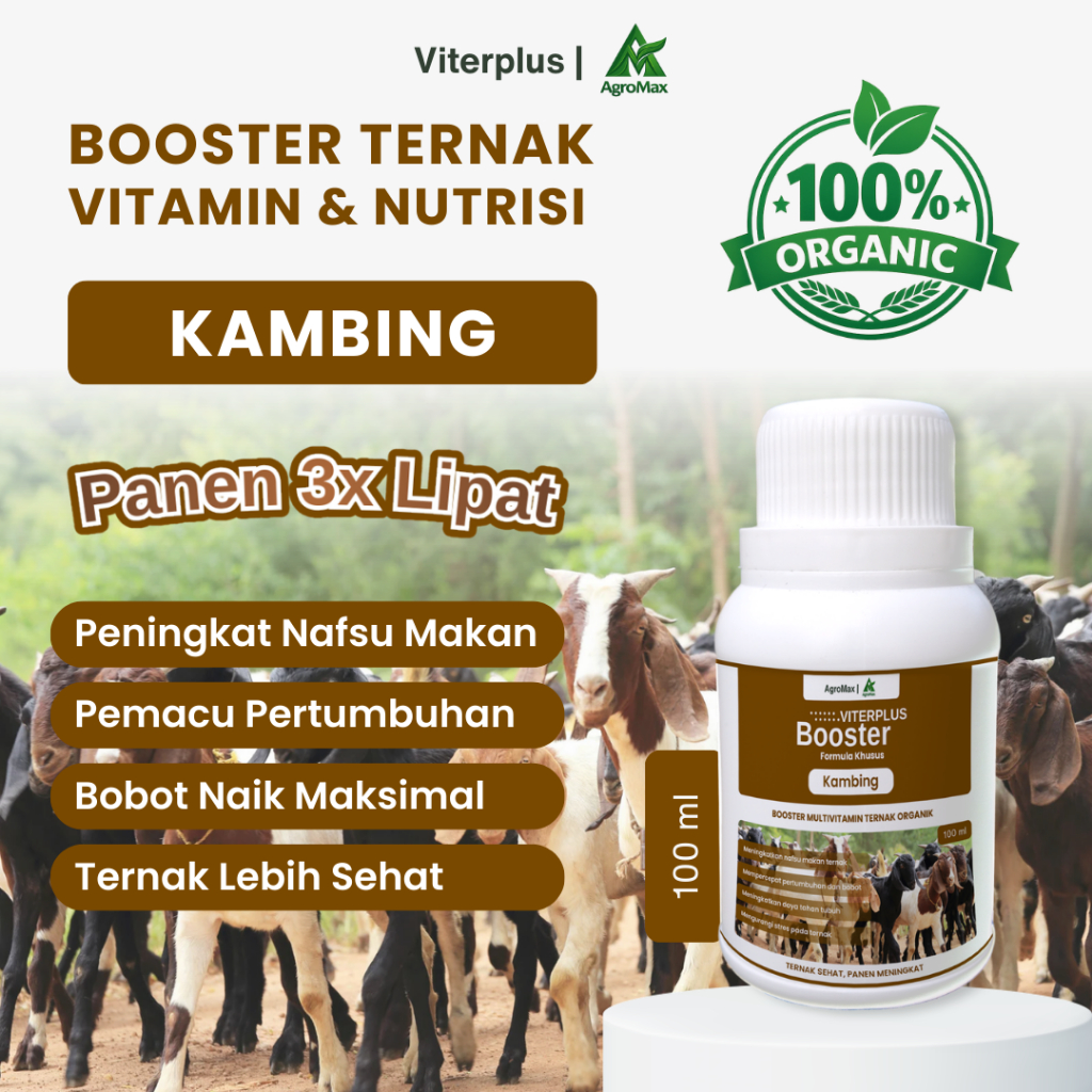 Viterplus Vitamin Kambing 100ml Booster Imun & Penambah Nafsu Makan | Suplemen Ternak Kambing Etawa 