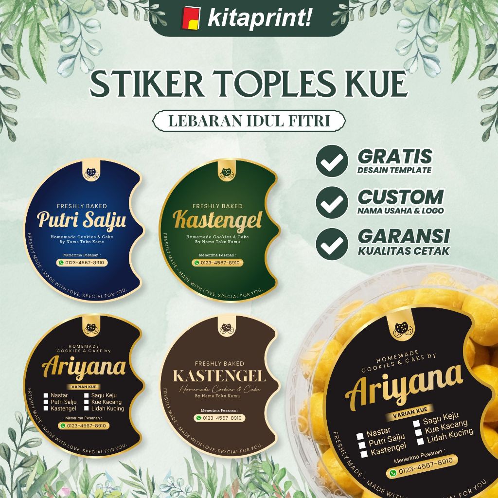 Stiker Toples Kue Lebaran Sticker Toples Nastar Label Label Toples Kue Lebaran Stiker Kue Kering Ham