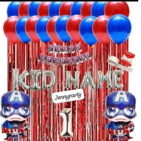 paket set dekorasi tema captain amerika ultah anak cowok