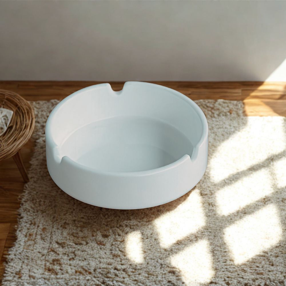 Asbak Keramik Putih Polos