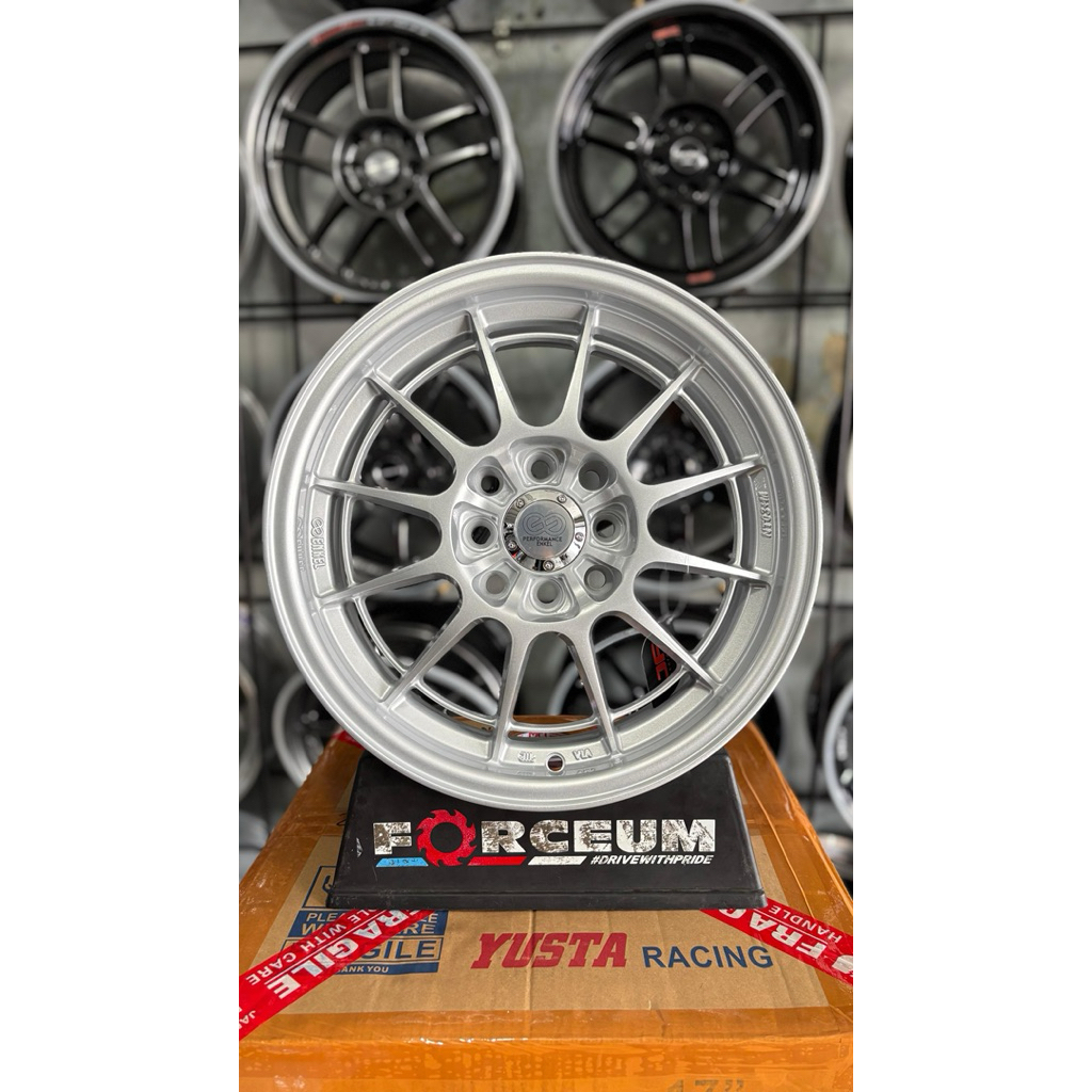 velg mobil enkei spider r15 silver lebar 6,5 et42 kondisi baru
