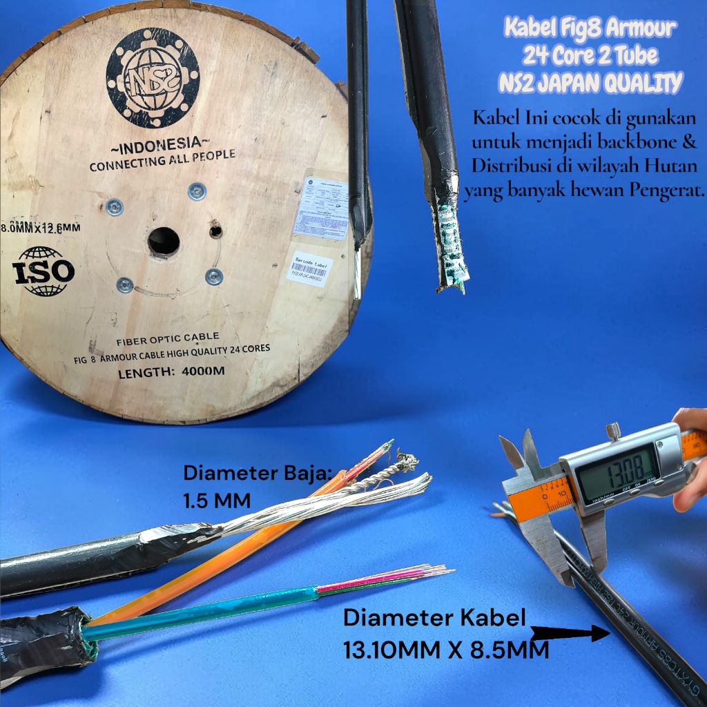 kabel fo fig8 24 core armour jelly tube NS2 high quality 2km fiber optic armor