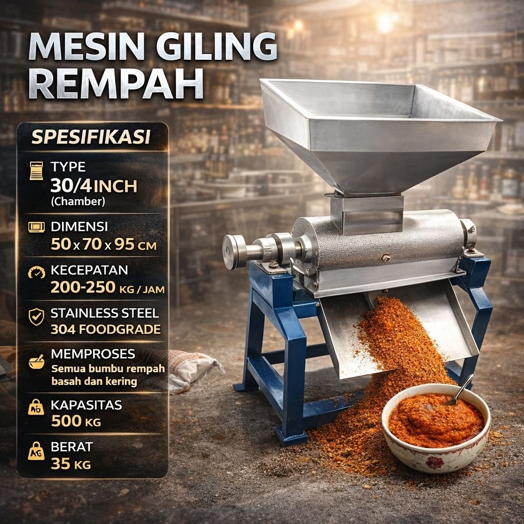 MESIN GILING BUMBU REMPAH LOKAL + PENGGERAK (DINAMO)