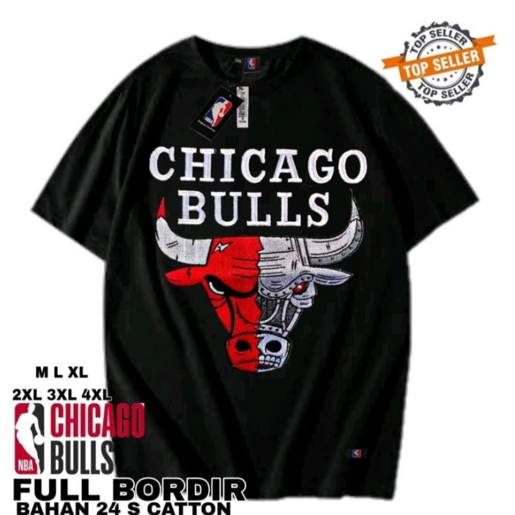 baju kaos bordir Chicago Bulls terminator