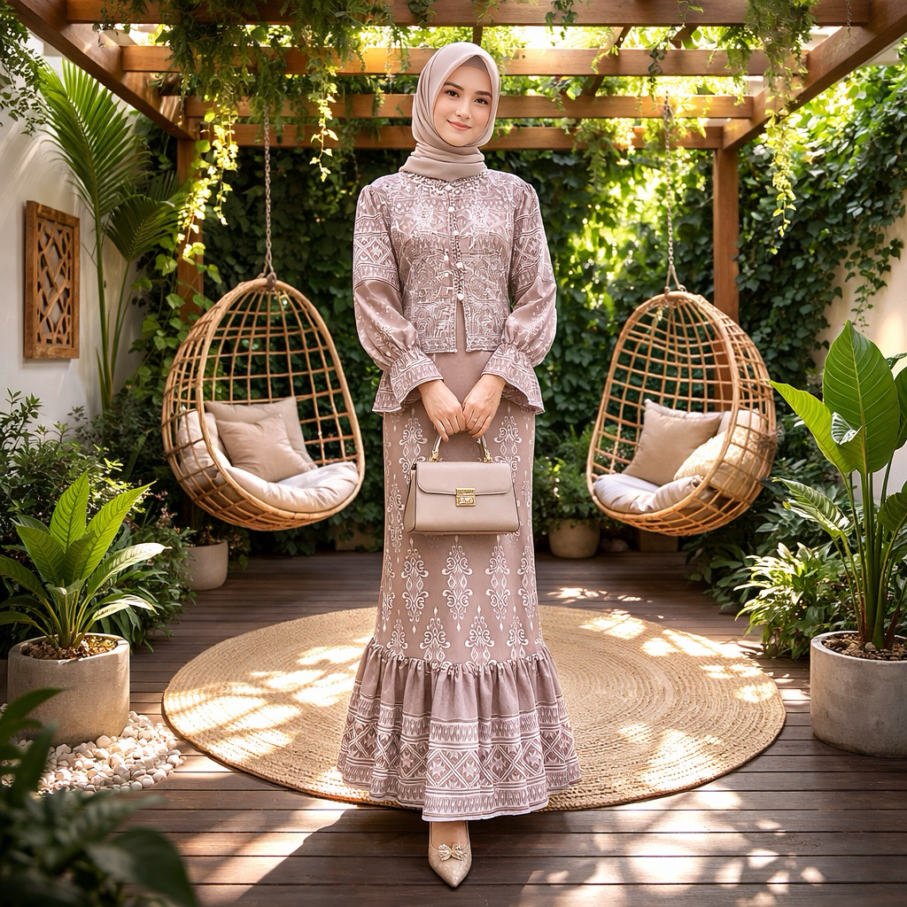 dres outer warna coklat susu casual for lebaran