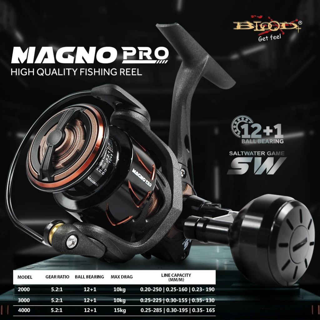 REEL SPINNING BLOOD MAGNO PRO 2000-4000 SW POWER HANDLE