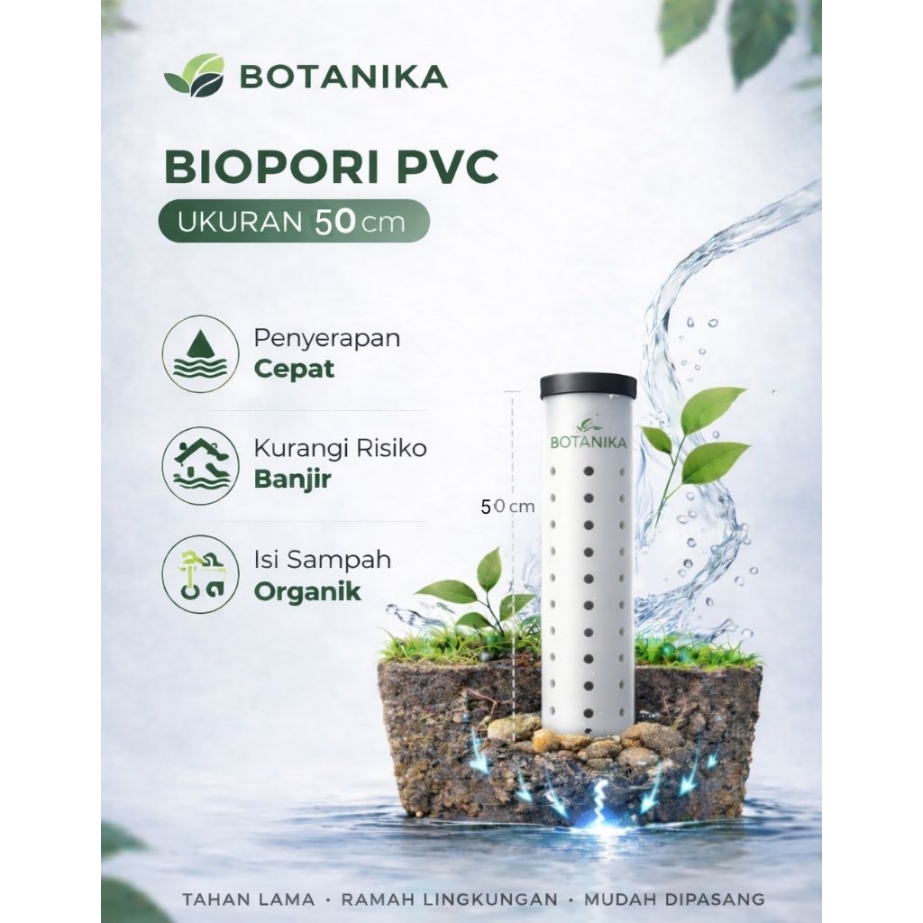 Biopori Resapan Pipa PVC 4inch Tebal & Tahan Lama Panjang 50cm