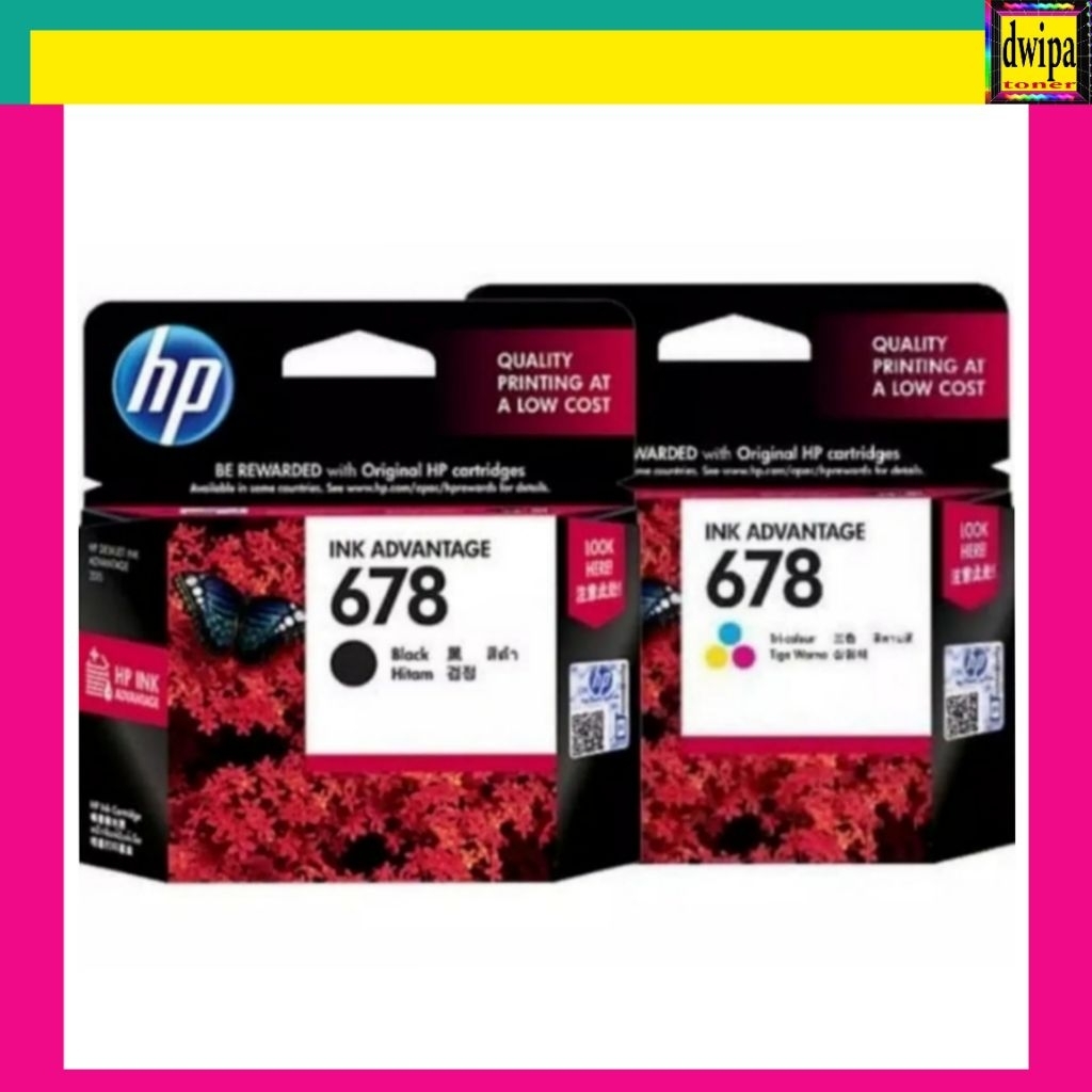 TINTA CARTRIDGE HP 678 BLACK & COLOR ORIGINAL FOR Printer HP DESKJET INK ADVANTAGE 1015, 1515, 1518,