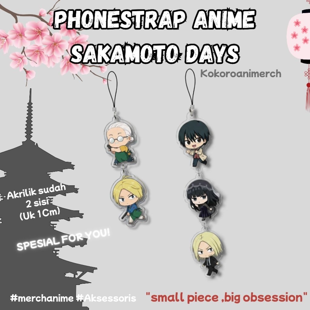 Phone Strap + Keychain Anime Sakamoto Days /Gantungan HP Anime Akrilik / Keychain Anime Akrilik