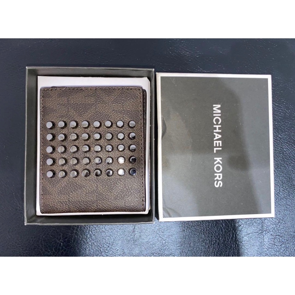dompet wallet pria Cowo men brand Michael Kors signature full kulit leather brown coklat masih baru 
