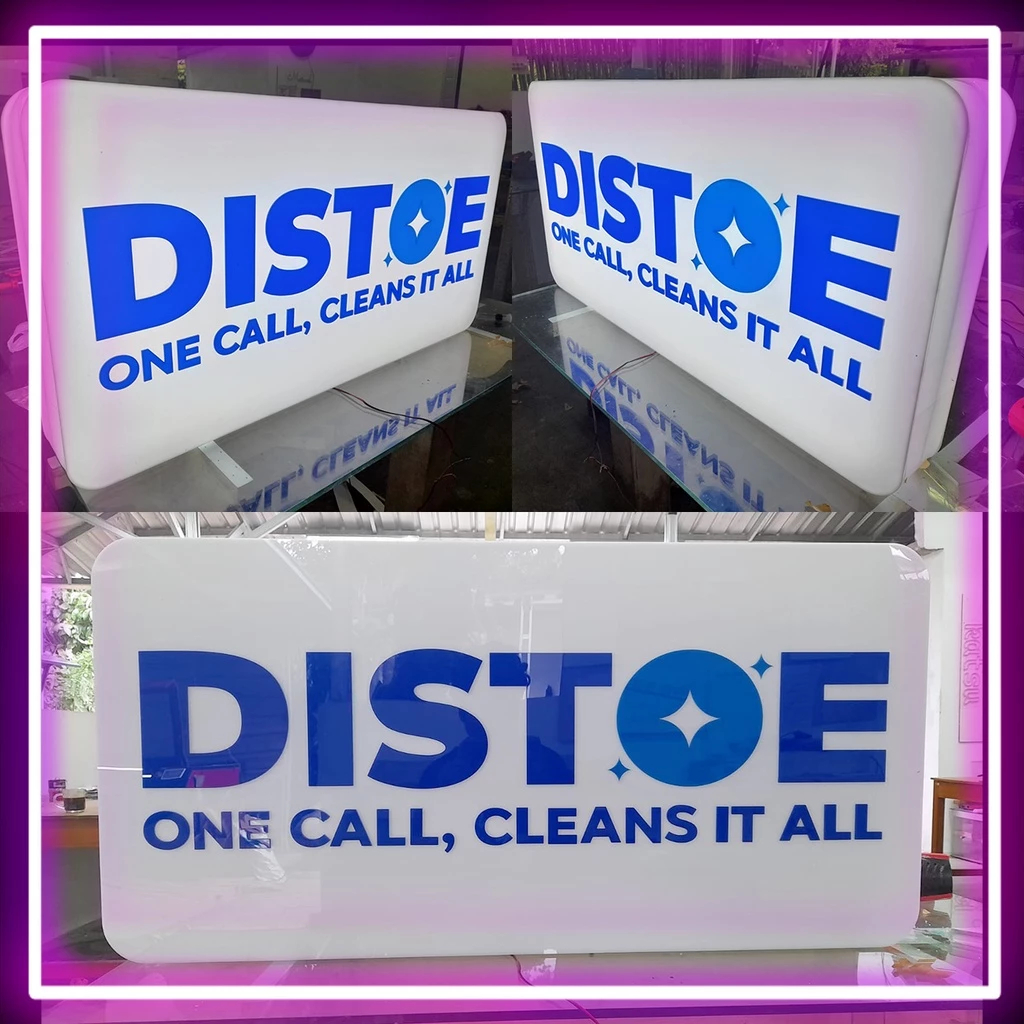 Neon Box Kotak 80x80cm 2 Sisi Full Acrylic