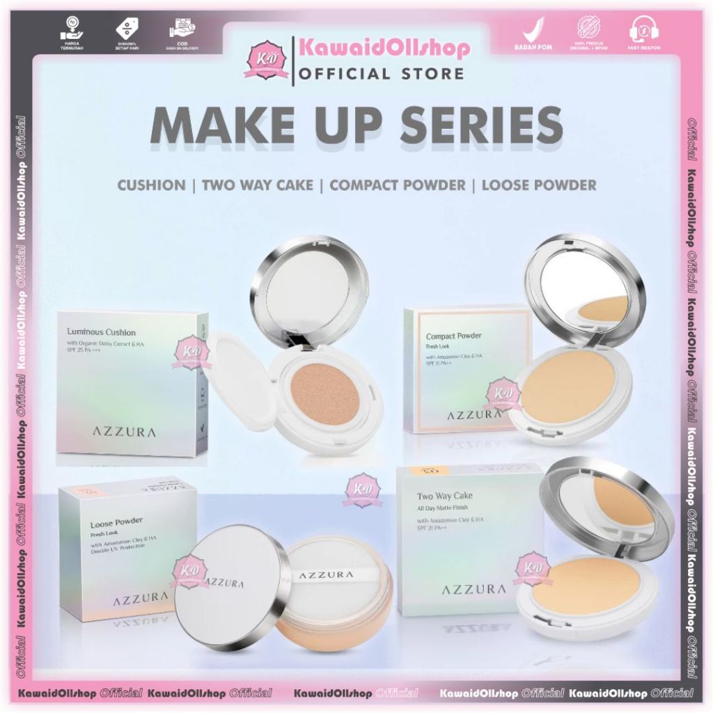 AZZURA Face Powder / Loose Powder Bedak Tabur / Cushion / Compact Powder / Two way cake bedak padat