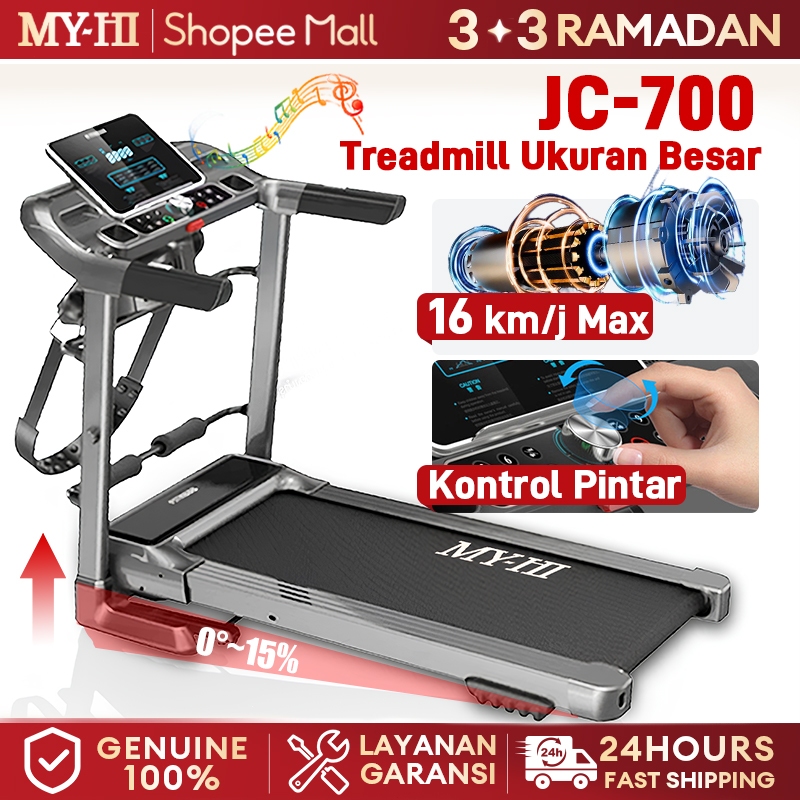 MY-HI  Treadmill Incline JC700 Treadmill Lipat Treadmill Elektrik Bluetooth Musik Treadmill Portable