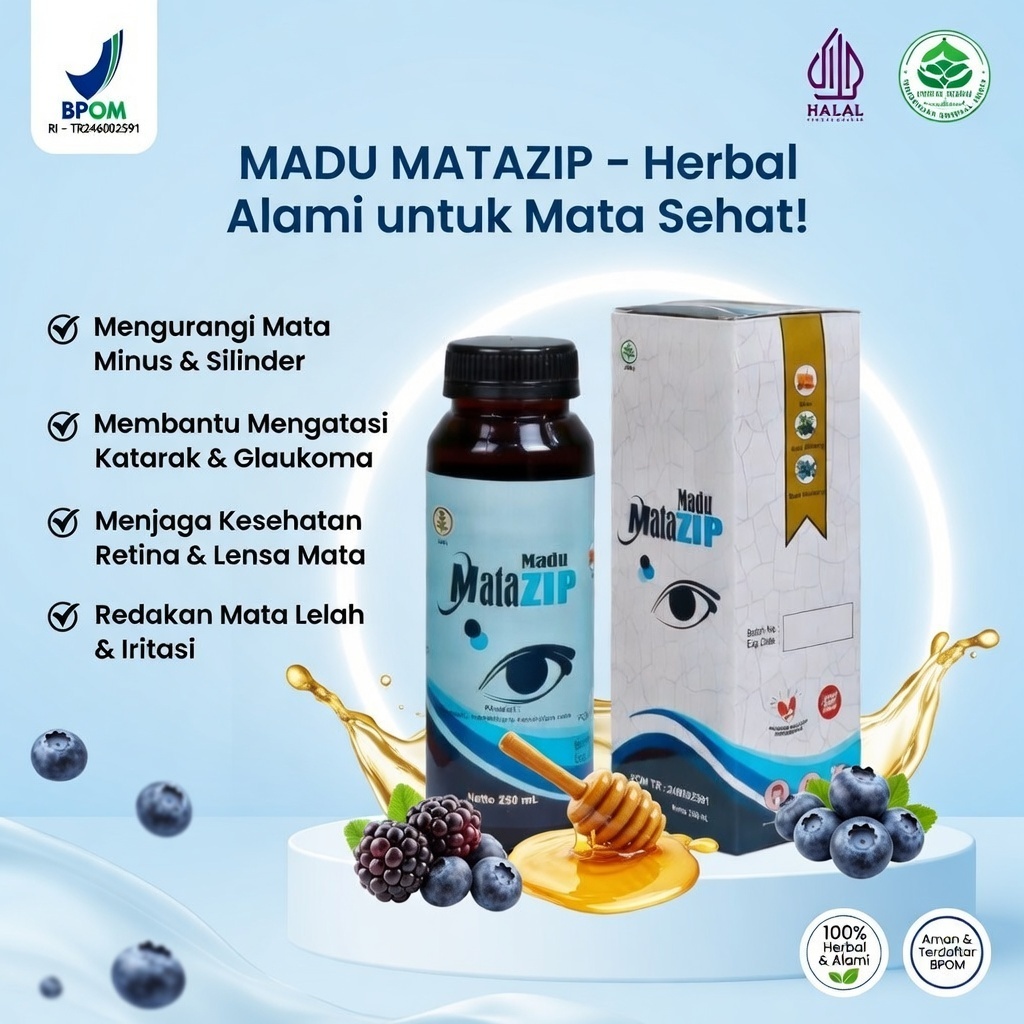 Madu MataZIP Herbal – Nutrisi Mata BPOM & Halal + Free Tetes Mata