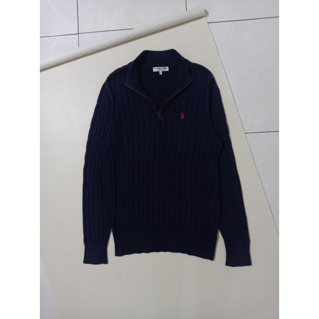 Cable Knit Halfzip US Polo Assn Navy