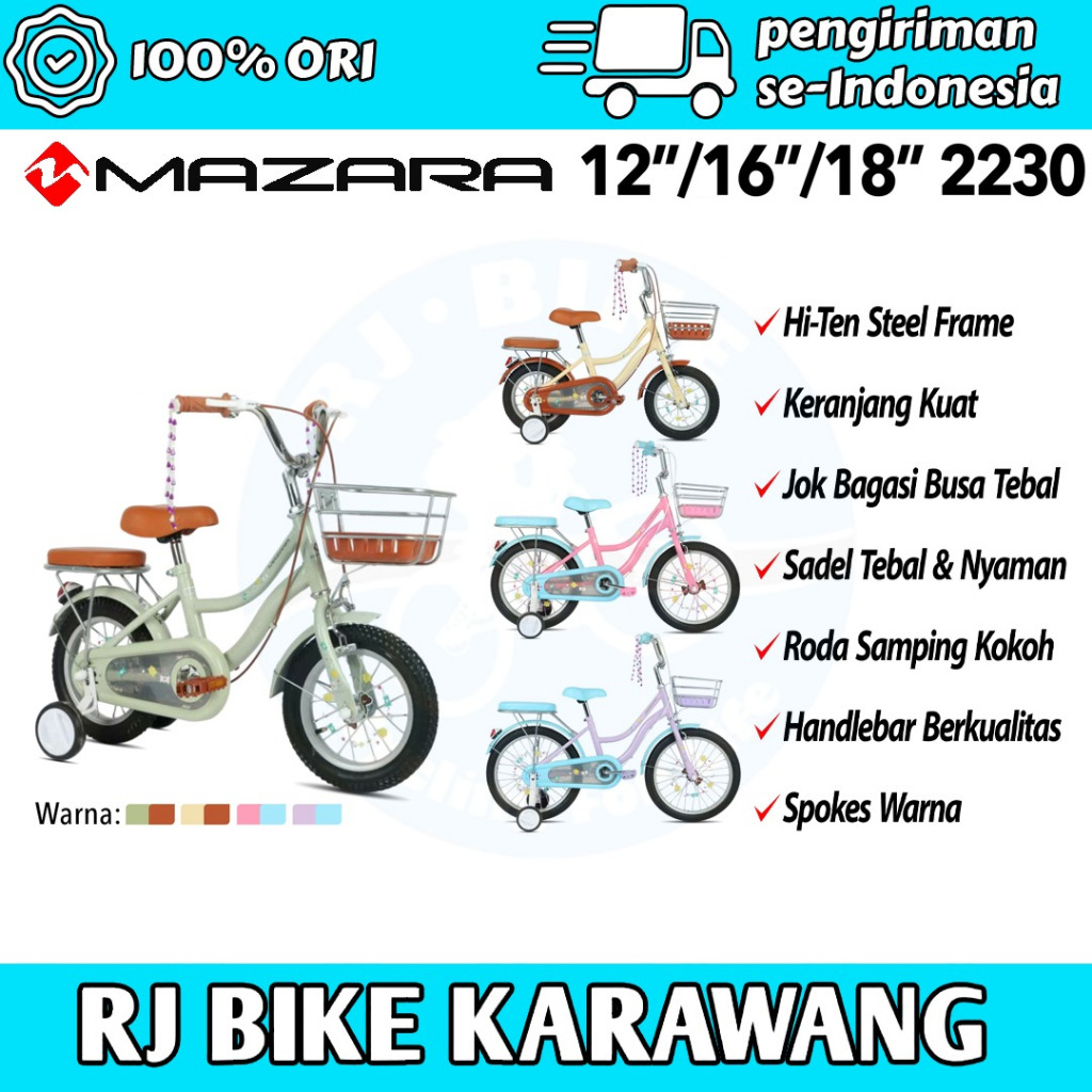 Mazara Sepeda Kota Anak Perempuan Mazara 2230 12 16 18 Inch 4 Warna
