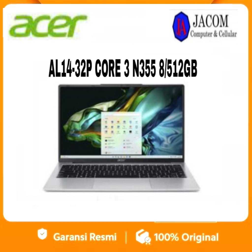 LAPTOP ACER ASPIRE LITE 14-32P CORE 3 N355 8/512GB BLUE GARANSI RESMI