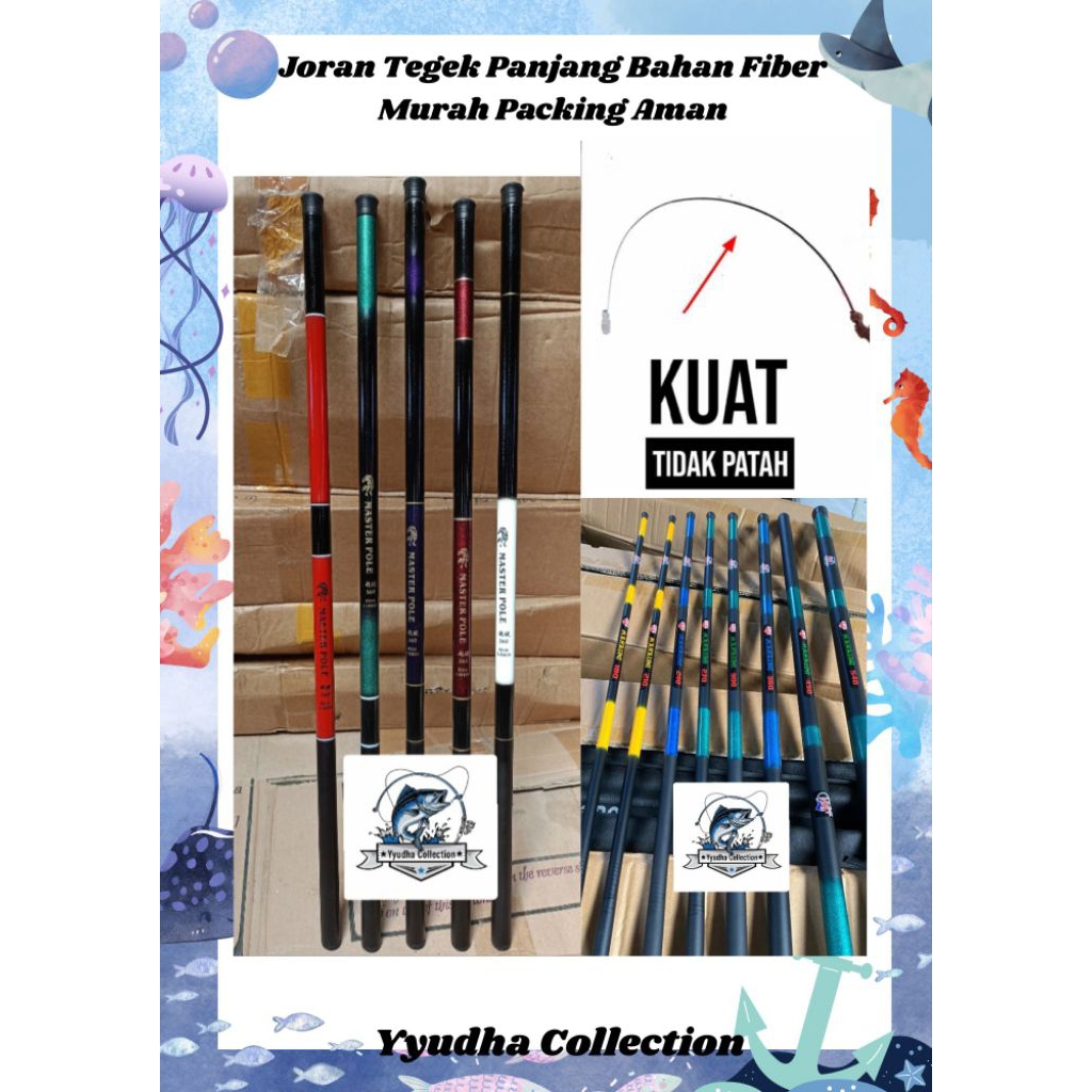 Joran Tegek Panjang Bahan Fiber Kuat Lentur/Merek Random