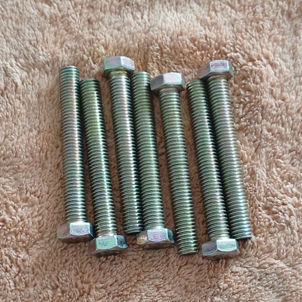 (18i) Paket 7pcs baut 6x60 Baut kuning M6 kunci 10 panjang 6cm 6mm x 60mm