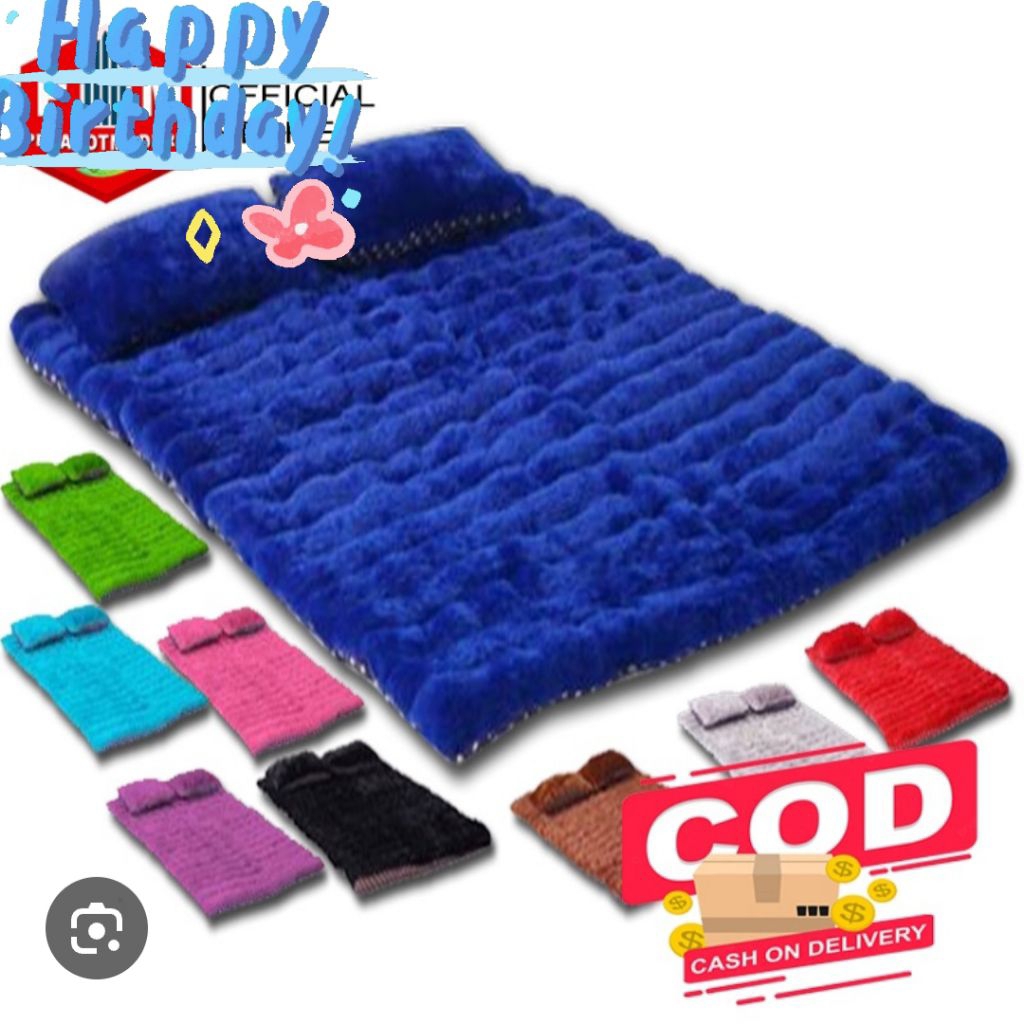 Kasur Gender Bulu 180 x 120 x 10 CM Plus 2 Bantal Kasur Lantai Bulu Rasfur