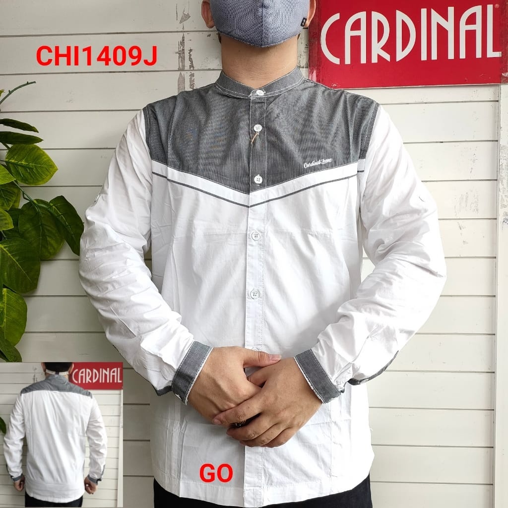 Gos CARDINAL KEMEJA KOKO PUTIH JUMBO Pakaian Atasan Muslim Pria Hem Lengan Panjang Original KPCB XL-