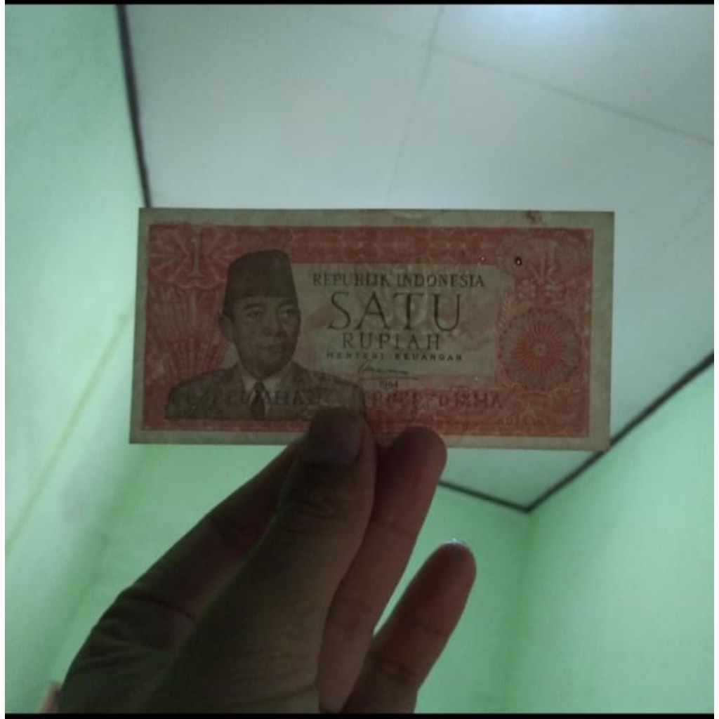 Mulus Mahar Uang 1 Rupiah Asli Seri Sukarno tahun 1964 Koin Uang Kertas Rp 1 Soekarno 1964 Souvenir 