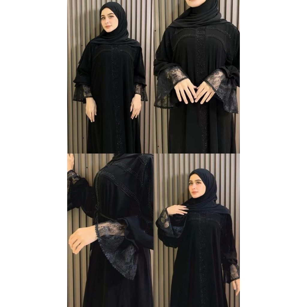 Abaya Zainab / Abaya Jetblack Saudi Premium mix Brukat / COD