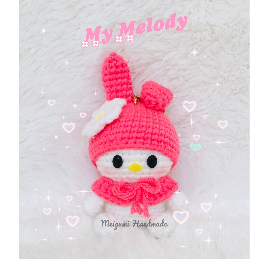 [Ready Stock] Boneka Rajut My Melody Sanrio / Amigurumi My Melody Sanrio / Crochet My Melody Sanrio