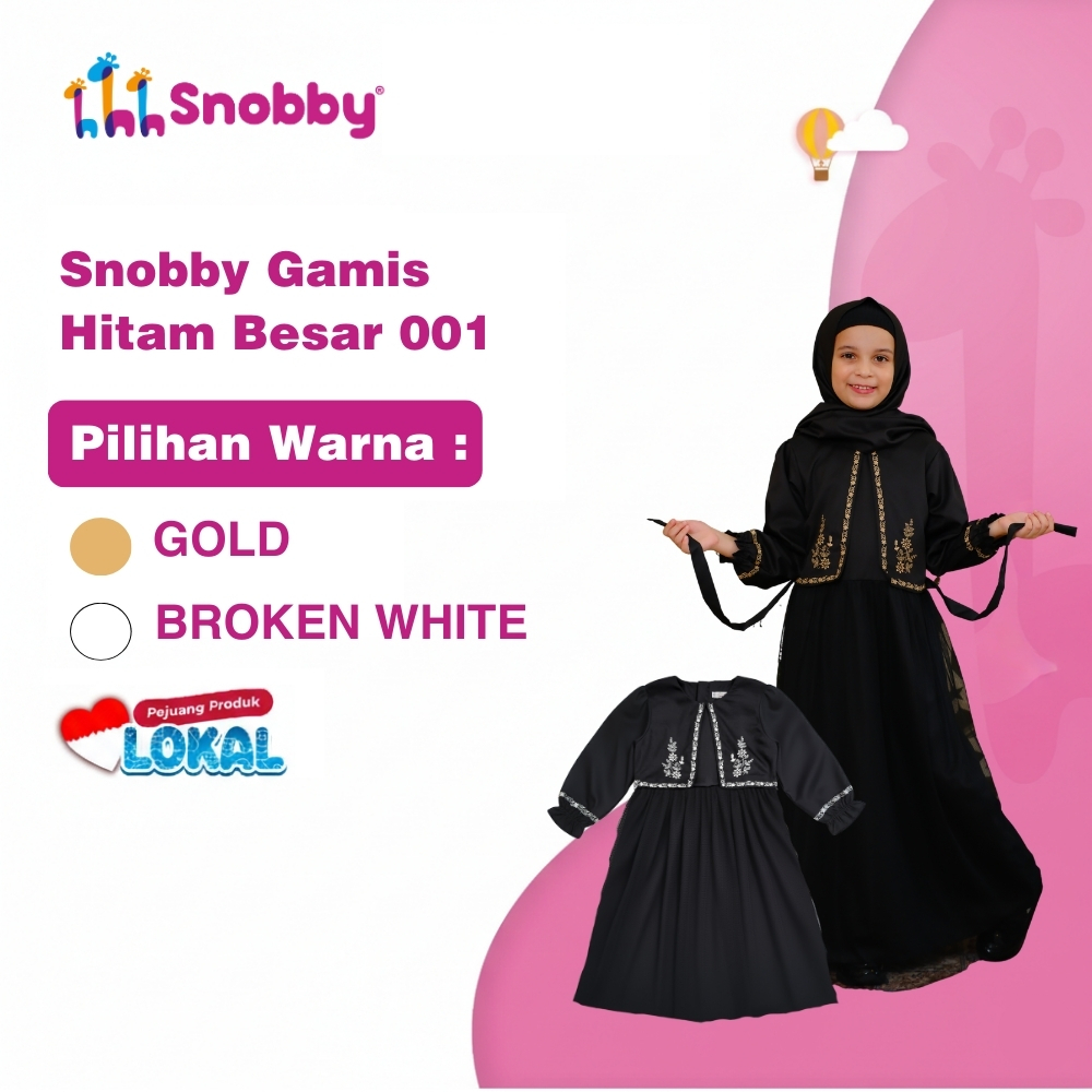 Snobby Apparel Gamis Sarimbit Perempuan Hitam – Dress MuslimToyobo Tille Premium