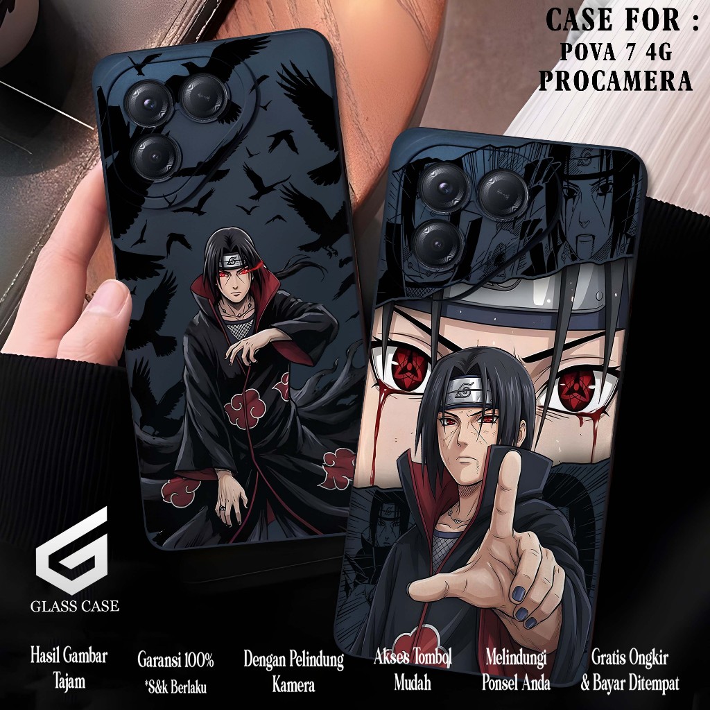 CASE TECNO POVA 7 4G SOFTCASE PROTECT CAMERA ( 2K25 UCHIHA ITACHI ) SOFTCASE LENTUR GAMBAR GLOSSY